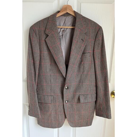 Vintage Other - Vintage Houndstooth and Plaid Brown Men's Sport Coat Size Large | 1970's Style